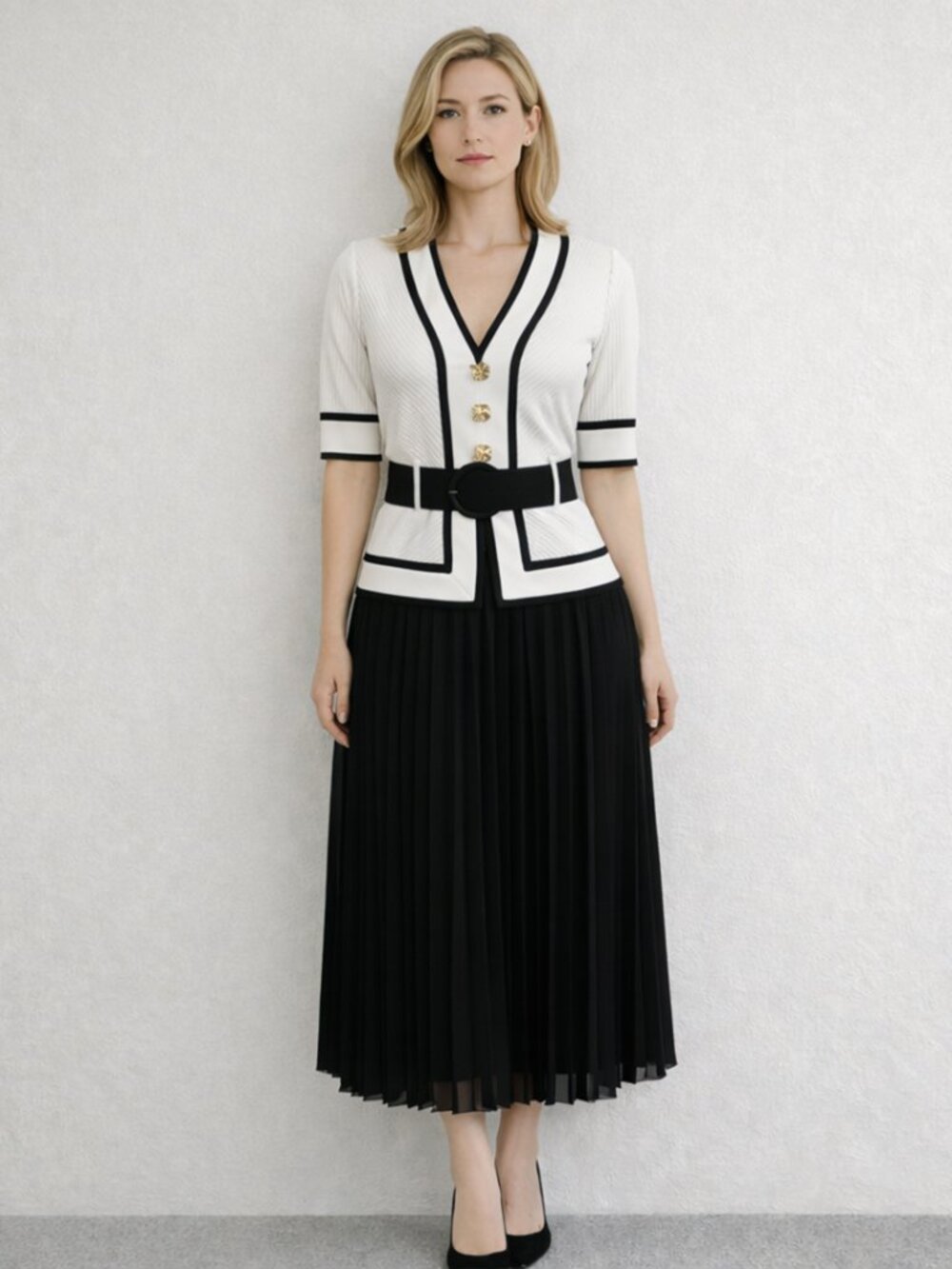 Elegant Pleated Midi Dress - Flowy Ethereal Style